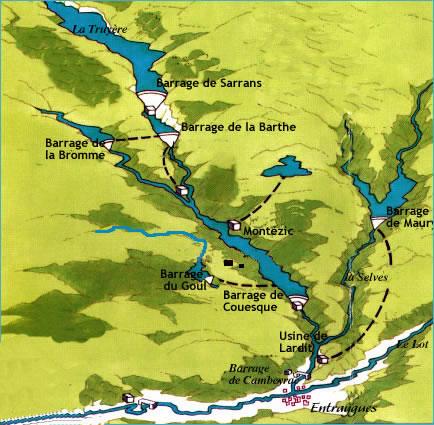 Cartographie des barrages hydroélectrique de la Truyère - Aveyron
